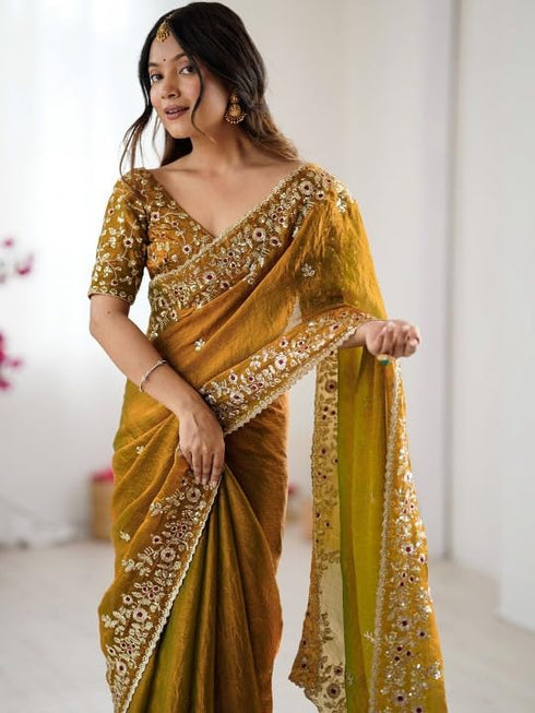 Vasthrlay Embroidery Unstitched Saree