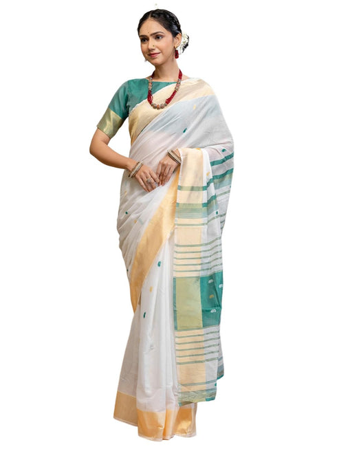 Vasthrlay Special Weaving Unstitched White Saree