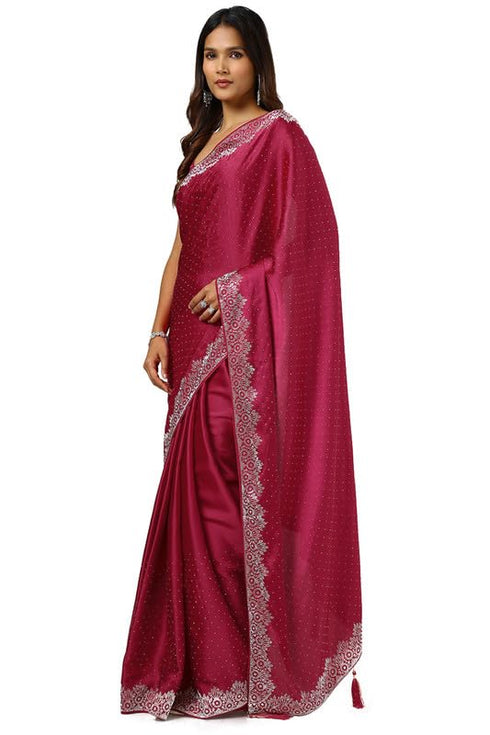 Vasthrlay Black Satin Saree