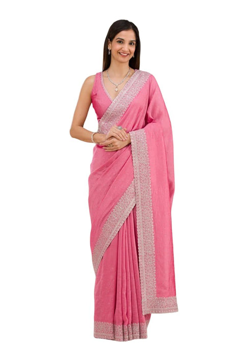 Vasthrlay Elegant Vichitra Embroidered Border