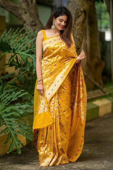 Vasthrlay Yellow Kanjivaram Saree