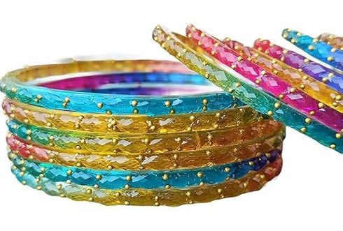 JPS Viral Kashmiri Ghungroo Gold-Plated Glass Bangles Set