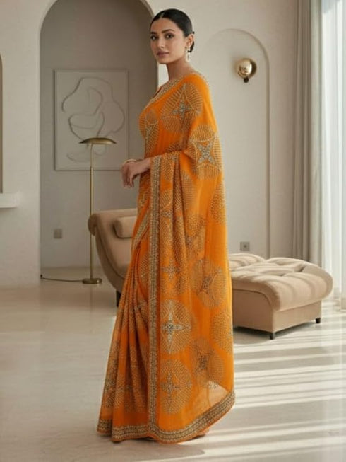 Vasthrlay Georgette Traditional Az Ys Pehenva Brown Rr Ethnic Wear