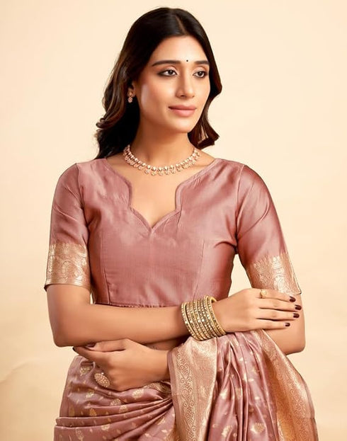 Vasthrlay Jacquard Kanjivaram Unstitched Light Green Saree