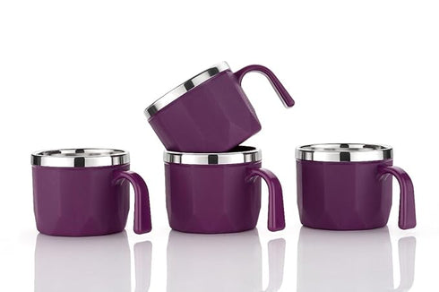 Stainless Steel, Plastic Coffee Tea Cup Set (100ml,Pack of 6)
