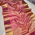 Vasthrlay Pink Tissue Banarasi Soft Silk Pink Saree Tissue Jaal Work With Golden Border