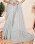 Vasthrlay Printed Pleated Deep Purple Saree With Unstitched Blouse Piece