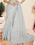 Vasthrlay Printed Pleated Unstitched White Saree