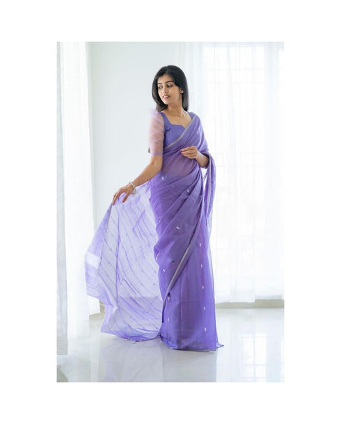 Vasthrlay Kanjivaram Cotton Lavender Ethnic Wear