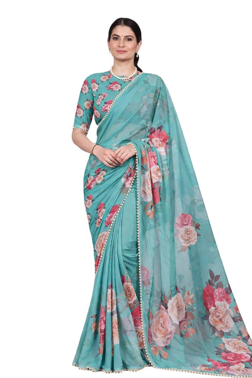 Vasthrlay Georgette Detailing Lightweight Breathable
