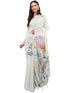 Vasthrlay Off White2 Floral Printed Gerogette Saree With Zari Pallu And Unstitched Blouse Piece