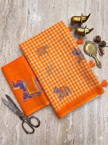 Vasthrlay Checked Tassel Blouse Orange