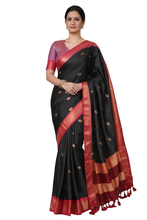 Vasthrlay Traditional Matching Unstitched Orangeblack