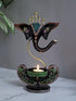 Handpainted Ganesha Metal Tealight Candle Holder