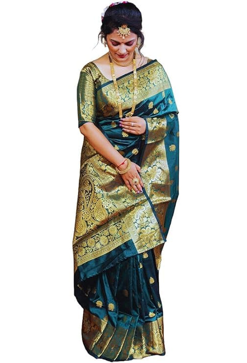 Vasthrlay Banarasi Kanjivaram Kanchipuram Wedding Saree With Blouse Piece