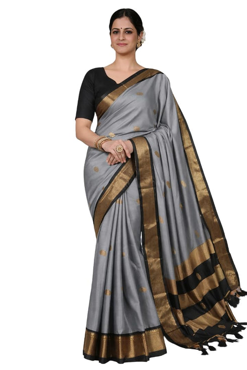 Vasthrlay Traditional Matching Unstitched Orangeblack