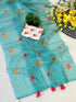 Vasthrlay Checked Pattern Tassels Unstitched