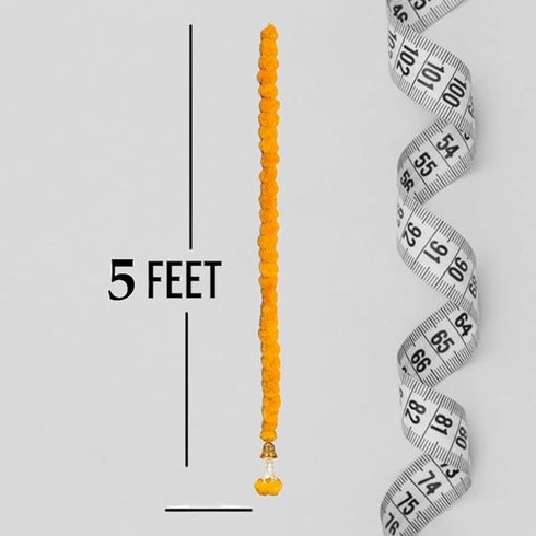 Artificial Marigold Flower Garland For Door Decoration Toran With Bells
