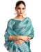 Vasthrlay Womens Kanjivaram Blue Saree With Unstitched Blouse Piece
