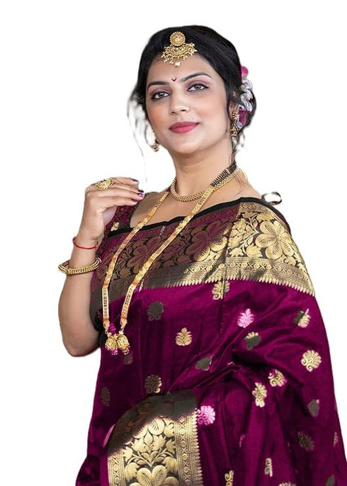 Vasthrlay Kanjivaram Wedding Banarasi Vruksh 50 Saree With Blouse Piece
