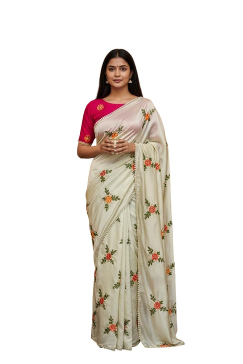 Vasthrlay Vichitra Embroidery Brown Black