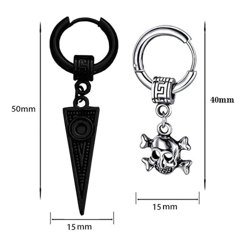 M Men Style Hollow-Out Triangle Rock Huggie Studs