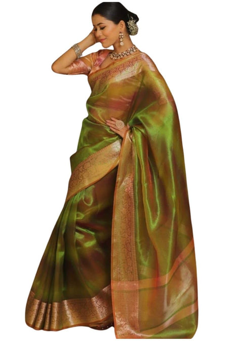 Vasthrlay Organza Kanjivaram Golden Ethnic Wear
