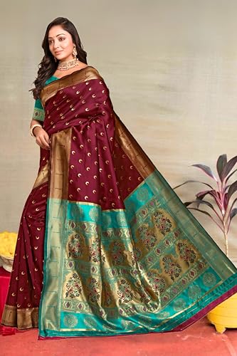 Vasthrlay Kanjivaram Chand Paithani Rama Pink Saree With Blouse Piece