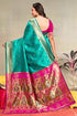 Vasthrlay Kanjivaram Chand Paithani Green Red Saree With Blouse Piece