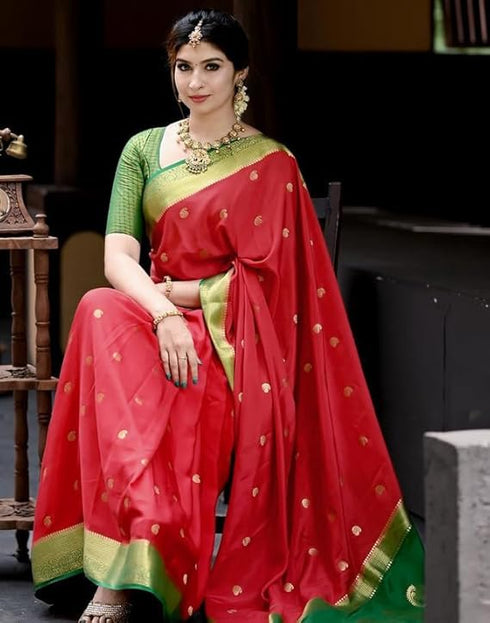 Vasthrlay Womens Kanjivaram Unstitched Yellow Saree