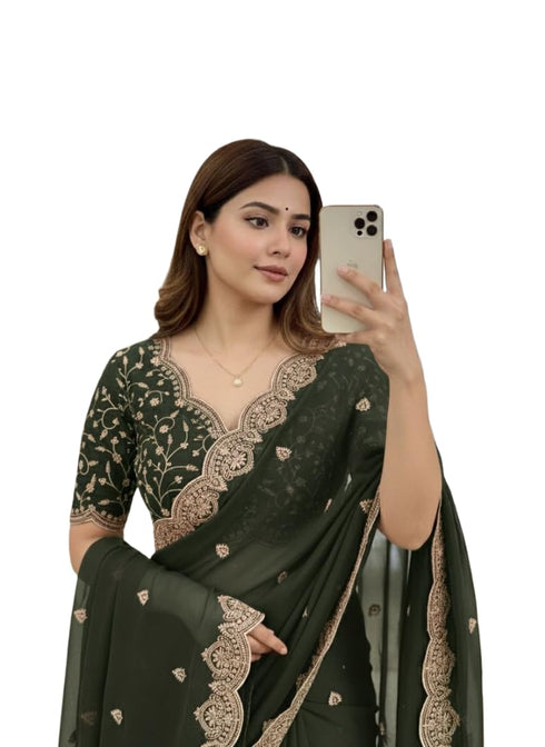 Vasthrlay Georgette Embroidery Saree Embellishments