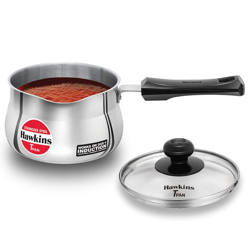 Hawkins Stainless Steel Tpan 1.5 Liter with Glass lid