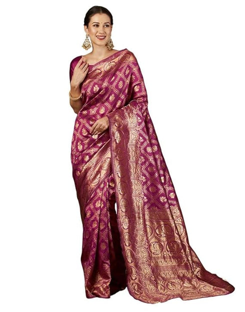 Vasthrlay Womens Jacquard Unstitched Maroon Saree