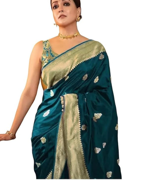 Vasthrlay Kanjivaram Banarasi Wedding Orange Saree