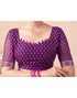 Vasthrlay Bandhani Printed Chiffon Purple1 Saree With Unstitched Blouse Piece