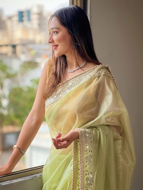 Vasthrlay Lavender Embroidery Unstitched Saree