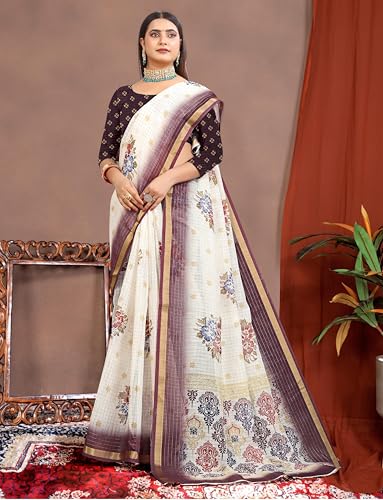 Vasthrlay Women's Cotton Kalamkari Wedding Saree With Blouse Piece