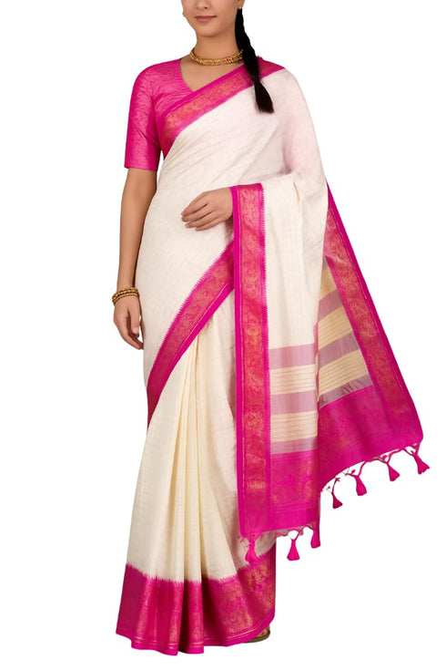 Vasthrlay Kanjivaram Saree Blouse Off White
