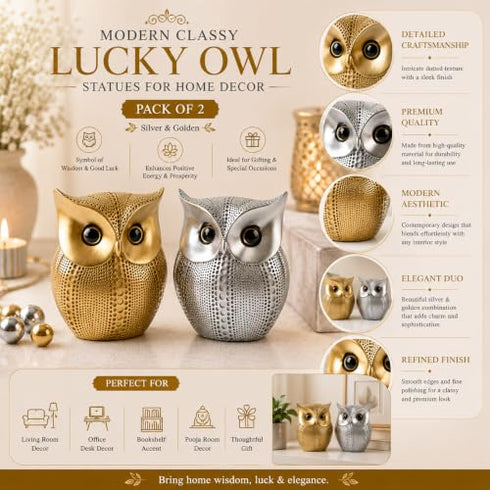 Modern Classy Lucky Owl Statues for Home Decor