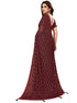 Vasthrlay Georgette Printed Dark Maroon Saree With Unstitched Blouse Piece