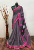 Vasthrlay Kalamkari Wedding Blacklining Black Saree With Blouse Piece