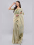Vasthrlay Green Floral And Solid Design Polyester Saree With Unstitched Blouse Piece