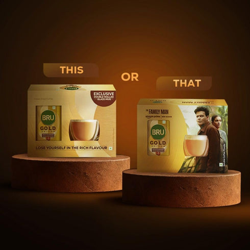 Bru Gold Edition Pure Coffee 100g with Glass Mug