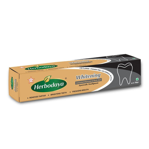 Herbodaya Whitening Activated Charcoal & Rock Salt Ayurvedic Toothpaste