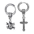 M Men Style Gothic Skeleton Head Cross Titanium Steel Silver Stainless Hoop Earrings