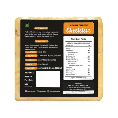 NatureOnus Vegan Cheddar Cheese Block