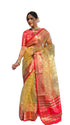 Vasthrlay Organza Golden Traditional Pinkpink