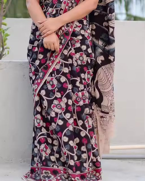 Vasthrlay Floral Contrast Border Festival