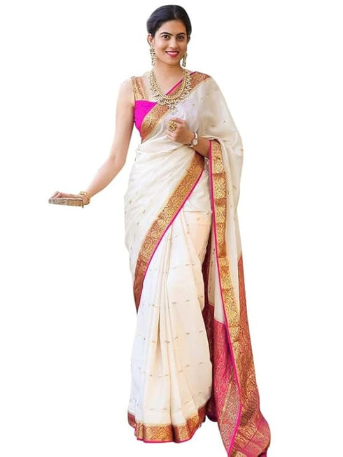 Vasthrlay Womens Jacquard Unstitched Lavender Saree