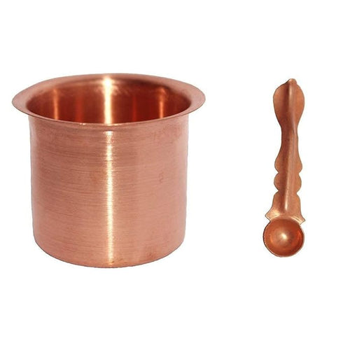 Pure Copper Tamba Pooja Panch Patra with Achmani Pali Spoon